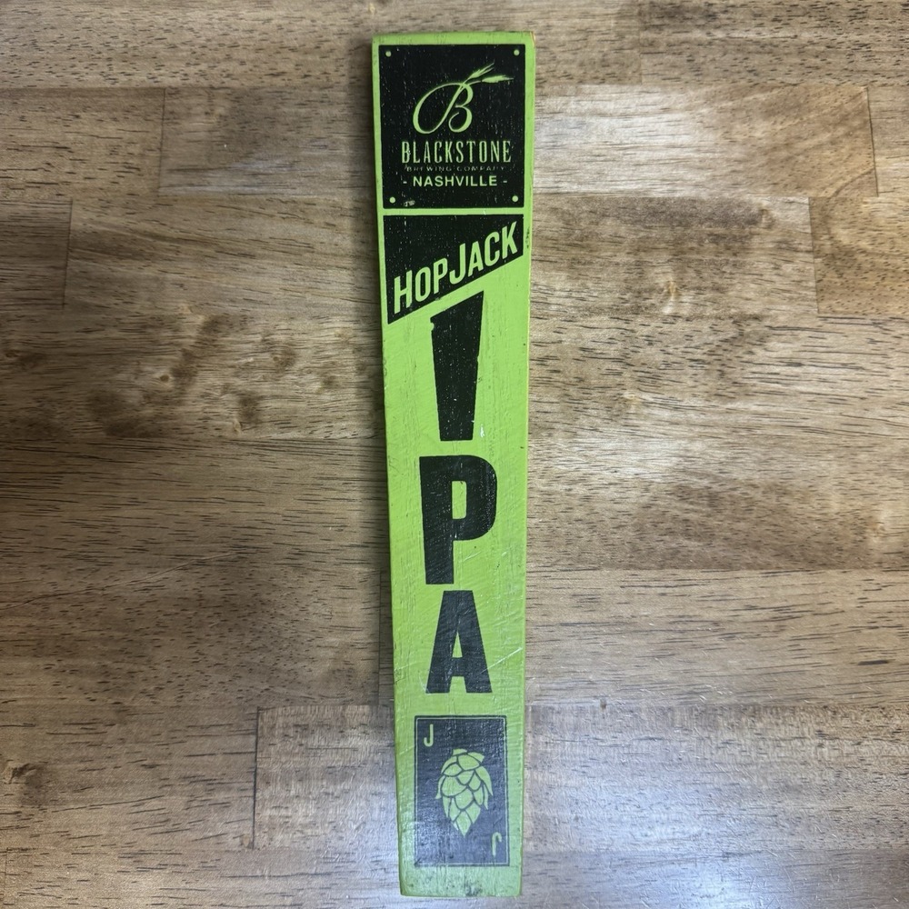 Blackstone Brewing HopJack IPA Beer Tap Handle Nashville TN Wood Green Bar Decor